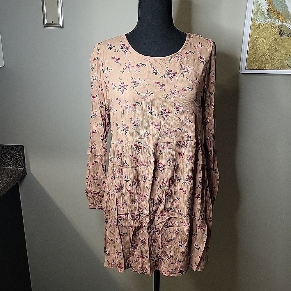 AMERICAN EAGLE Brown Fall Floral Y2K Boho Mini Dress Womens Size‎ Small